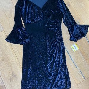 Bell Sleeve Anne Klein Velvet Wrap Dress NWT